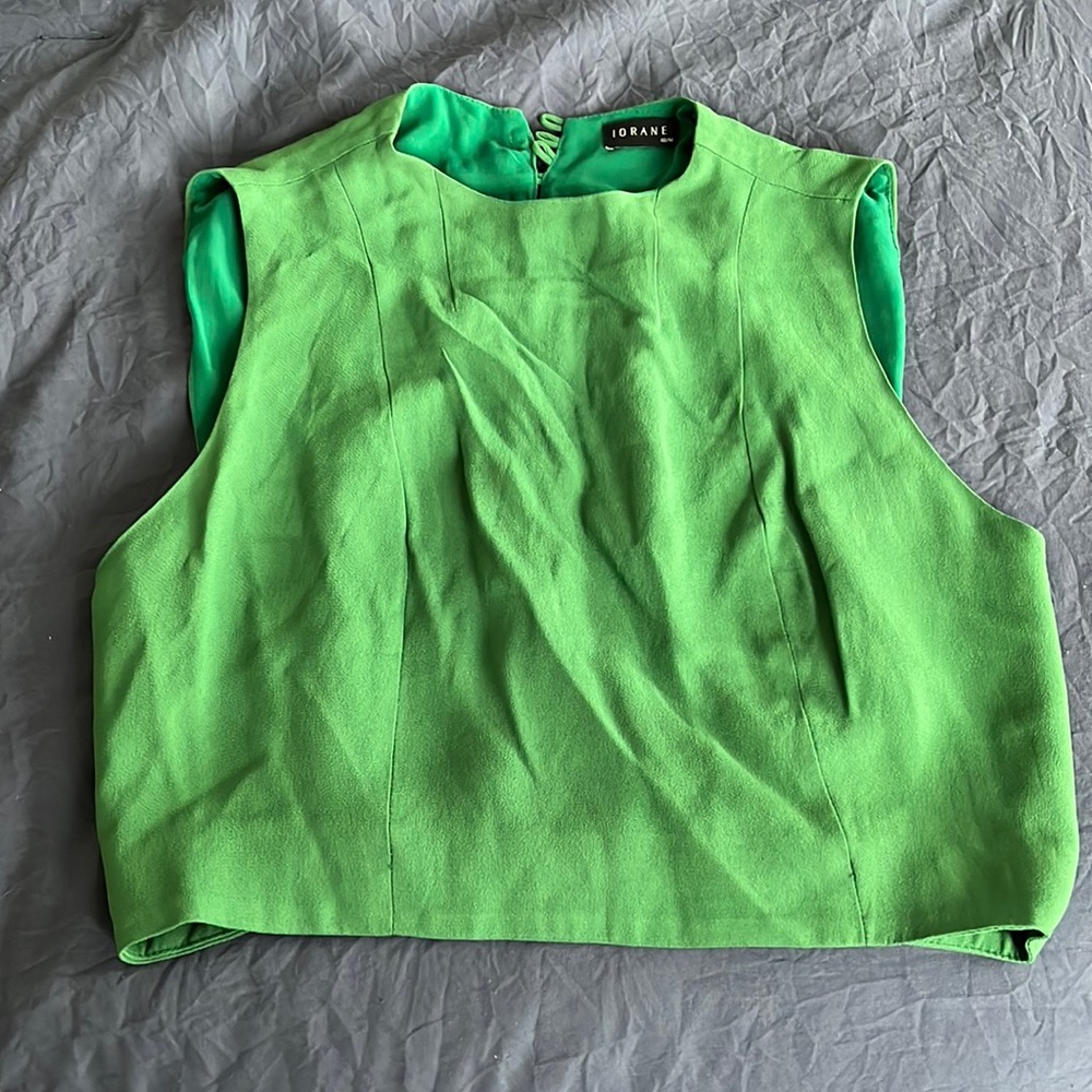 Iorane Crop top green with buttons at back, size 40/M made in Brazil